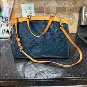Authentic Louis Vuitton Dark Teal and Tan Vernis Women's Bag